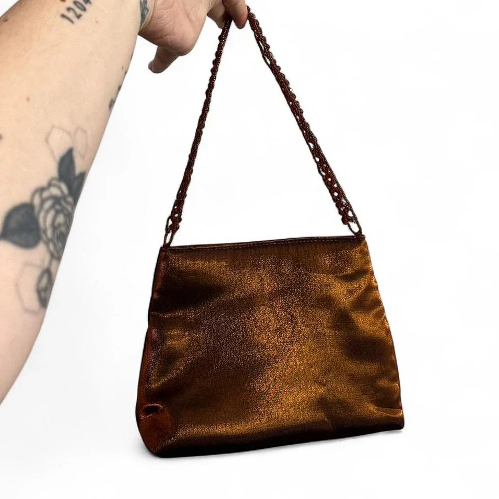 La Regale vintage brown satin handbag